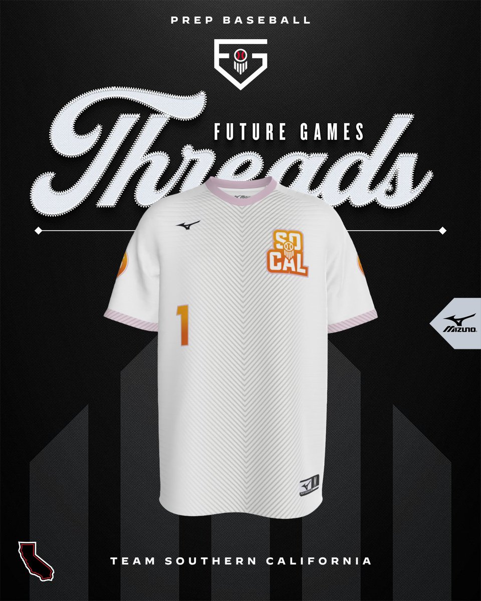 PrepBaseballCA's tweet photo. 🌴𝗙𝗨𝗧𝗨𝗥𝗘 𝗚𝗔𝗠𝗘𝗦 𝗧𝗛𝗥𝗘𝗔𝗗𝗦 🌴

Introducing the @MizunoUSA jerseys for #TeamSoCal at the 2026 Prep Baseball Future Games. 

The Premiere Event in the nation for uncommitted players is only 2⃣ weeks away...⏰

#PBFG26 || @prepbaseball https://t.co/C55hkrmk6R
