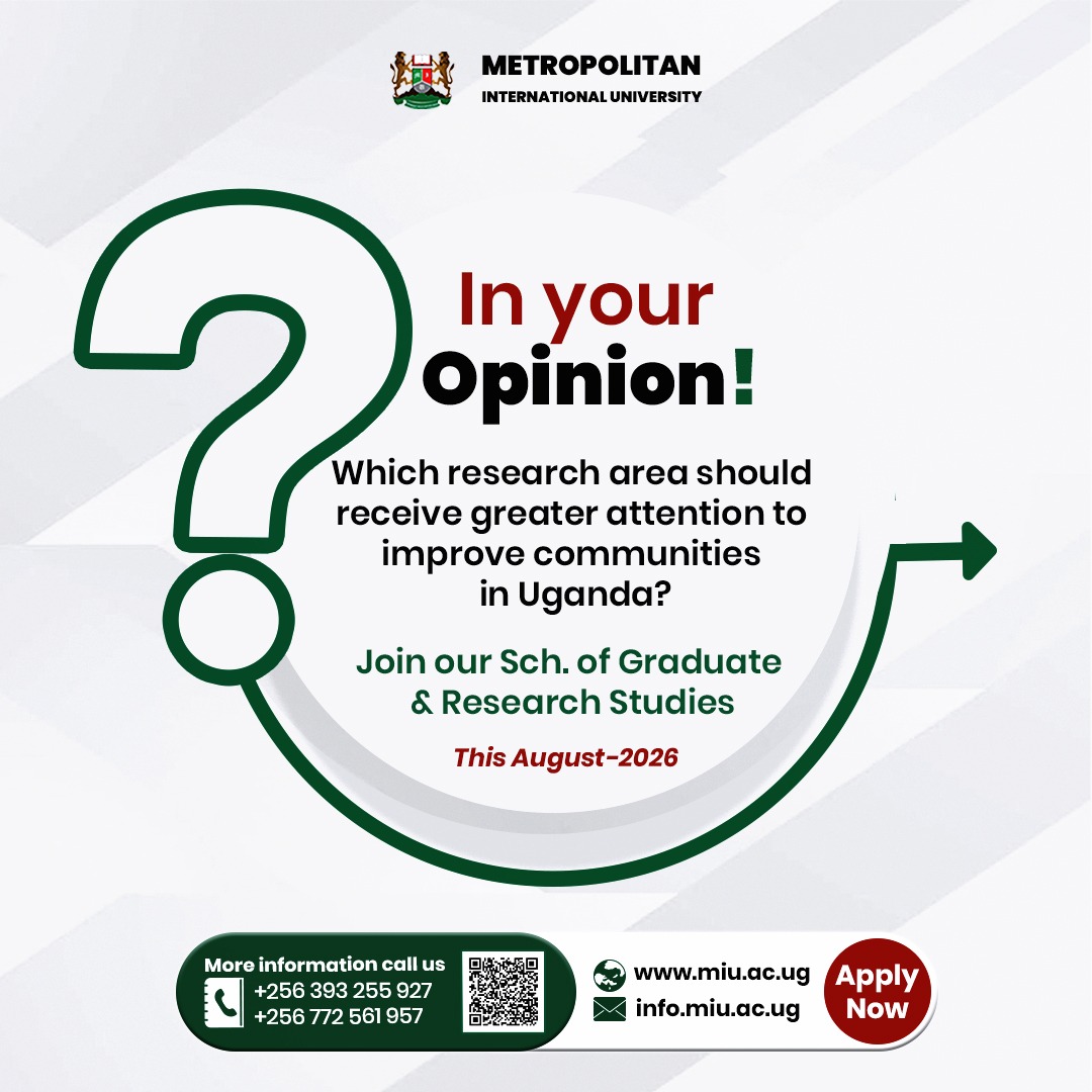 MIU_Uganda's tweet photo. Research remains one of the pillars of higher education. @MIU_Uganda , we encourage students and academic staff to develop solutions that address national, regional, and global challenges through quality research and innovation
#GraduateStudies #StudyAtMIU #AcademicExcellence https://t.co/thJqiZCzXf
