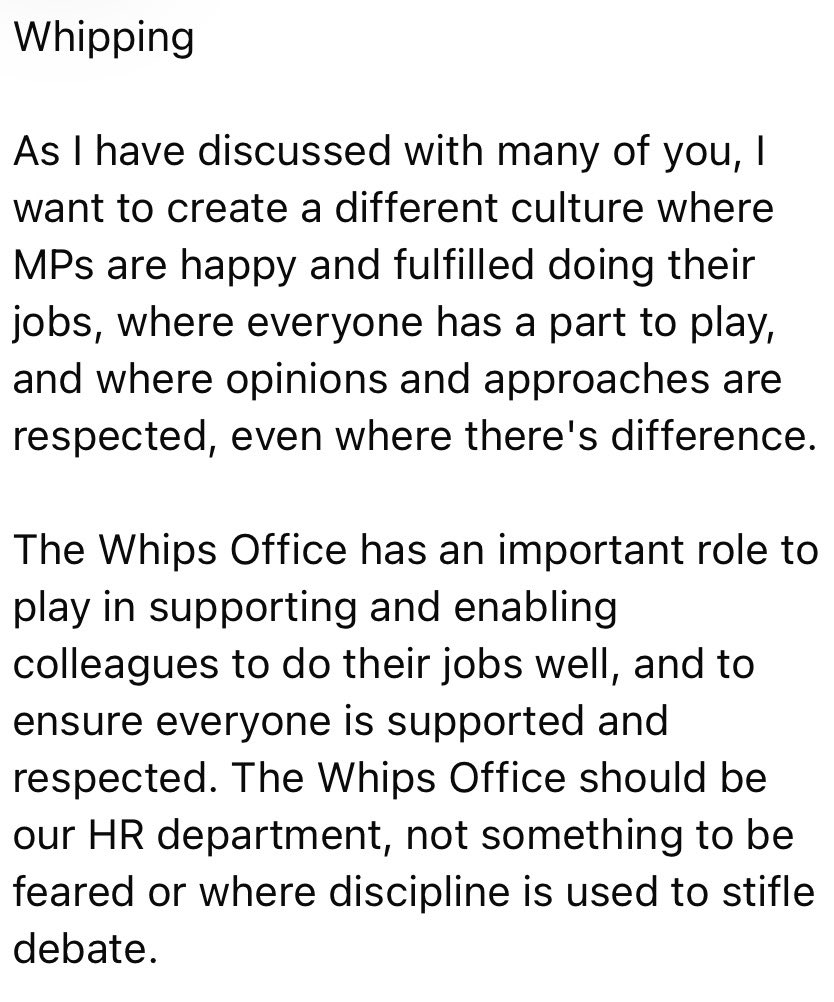 patrickkmaguire's tweet photo. Full text of (long) Burnham email to Labour MPs on the new regime 

- Cabinet expected to “prioritise PLP engagement”
- Whips office as “HR department”
- No more legislation presented as “fait accomplit” by ministers and officials 

(1/2) https://t.co/4jH8RUrW0e