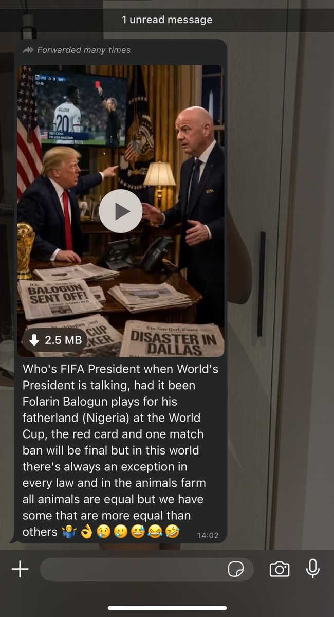 kingnotkong1's tweet photo. Hope say your popsi don send “who is FIFA president when world president is talking” video give you https://t.co/Y6O5fYwtny
