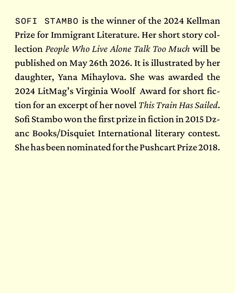 epiphanylit's tweet photo. Epiphany is officially in our books coverage era! We’re excited to release Alina Stefanescu’s review of “People Who Live Alone Talk Too Much,” Sofi Stambo’s debut collection of short stories. Read the review now through the link in our bio. https://t.co/7ob7ariBr4