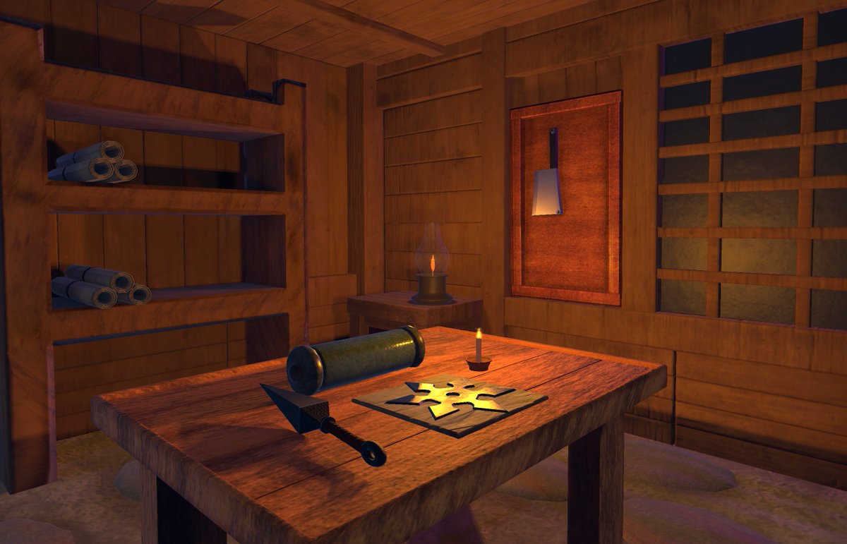 TorreGabriel27's tweet photo. Personal Environment Art project inspired by a traditional Japanese ninja workshop.

Software &amp; Workflow

Modeling: Autodesk Maya
Texturing: Adobe Substance 3D Painter(PBR Workflow)
Lighting &amp; Real-Time Rendering: Unity
Interactive Presentation: Sketfab
https://t.co/X67gtfJnng https://t.co/8WEEEMAz5j
