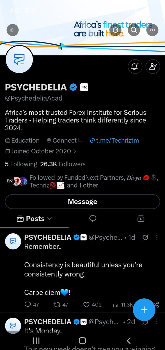 Bobbykene_fx's tweet photo. @Techriztm @PsychedeliaAcad @FundedNext @TraderHadesh Done 
Thanks and God bless Daddy https://t.co/xFIBzQEK4V