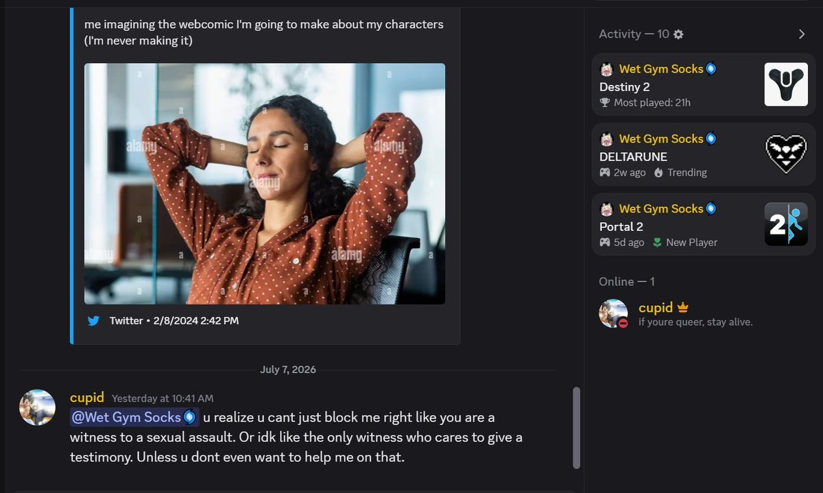 zombeez_'s tweet photo. @Im_WetGymSocks hey guys this is charlie's old best friend who got... yeah. you can just read the text. you guys should probably unfollow charlie. hes not a good guy. notice how hes not in the server? https://t.co/2FLOMRnKgR