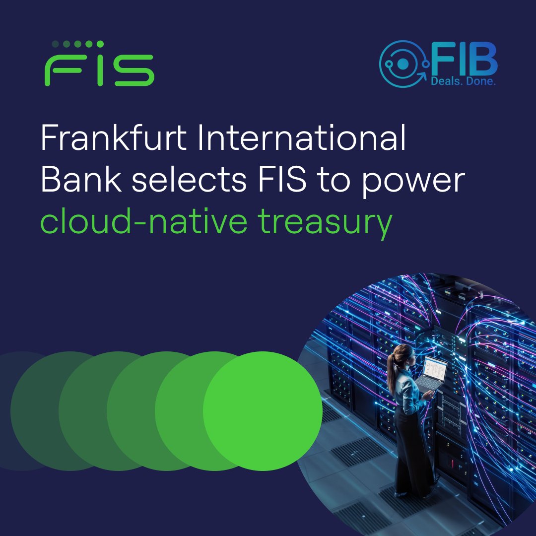 FISGlobal's tweet photo. Modern treasury starts with modern infrastructure.

Frankfurt International Bank AG has selected FIS Treasury &amp; Risk Manager – Quantum Cloud Edition to deliver fully integrated treasury and risk management from day one.

Learn more: https://t.co/N9So3mz2IF https://t.co/lxpYOULlrO