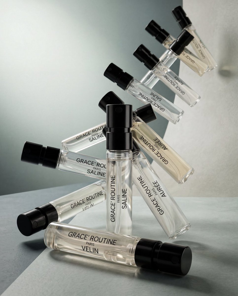 graceroutine_'s tweet photo. Three fragrances. One way to find yours.
Discover SALINE, VELIN and AURÉE in 2 ml testers, created to be experienced on skin before choosing your signature.
https://t.co/BfUSkQ8cLG
#GraceRoutine #DiscoverySet #ExtraitDeParfum https://t.co/hOfL6J4cZ7