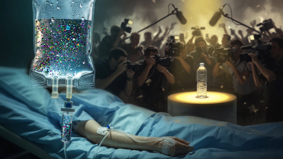 QuantumTumbler's tweet photo. People panic over microplastics in bottled water while hospitals may be delivering a cleaner, more direct route: straight into the bloodstream.

That’s the part nobody likes saying out loud.

A plastic bottle has to go through your gut. An IV bag skips the bouncer.

Studies are already finding thousands of particles shedding from some IV bags and tubing. One saline bag can mean thousands of particles. Multiple bags during surgery, dehydration, or hospitalization can push that number way higher.

This is not anti-IV. IVs save lives.

But the hypocrisy is obvious.

We turned plastic straws into a moral panic while barely talking about medical plastics mainlined into patients because that conversation is expensive, uncomfortable, and inconvenient.

The real answer is not fear.

It’s better materials, cleaner manufacturing, and honest exposure accounting.

If we’re serious about microplastics, stop pretending the problem ends at water bottles.