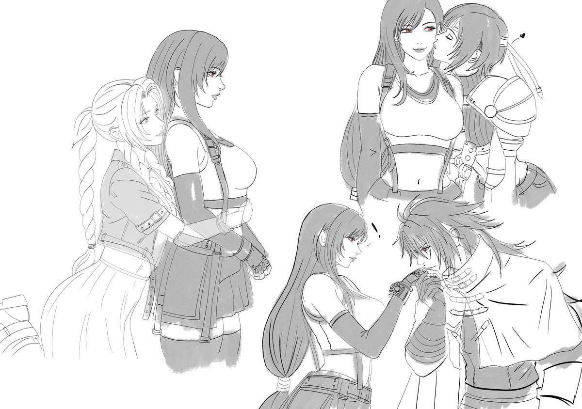 kttymya's tweet photo. Chosen family 
1/2 #FFVII https://t.co/MYnmveYhX1