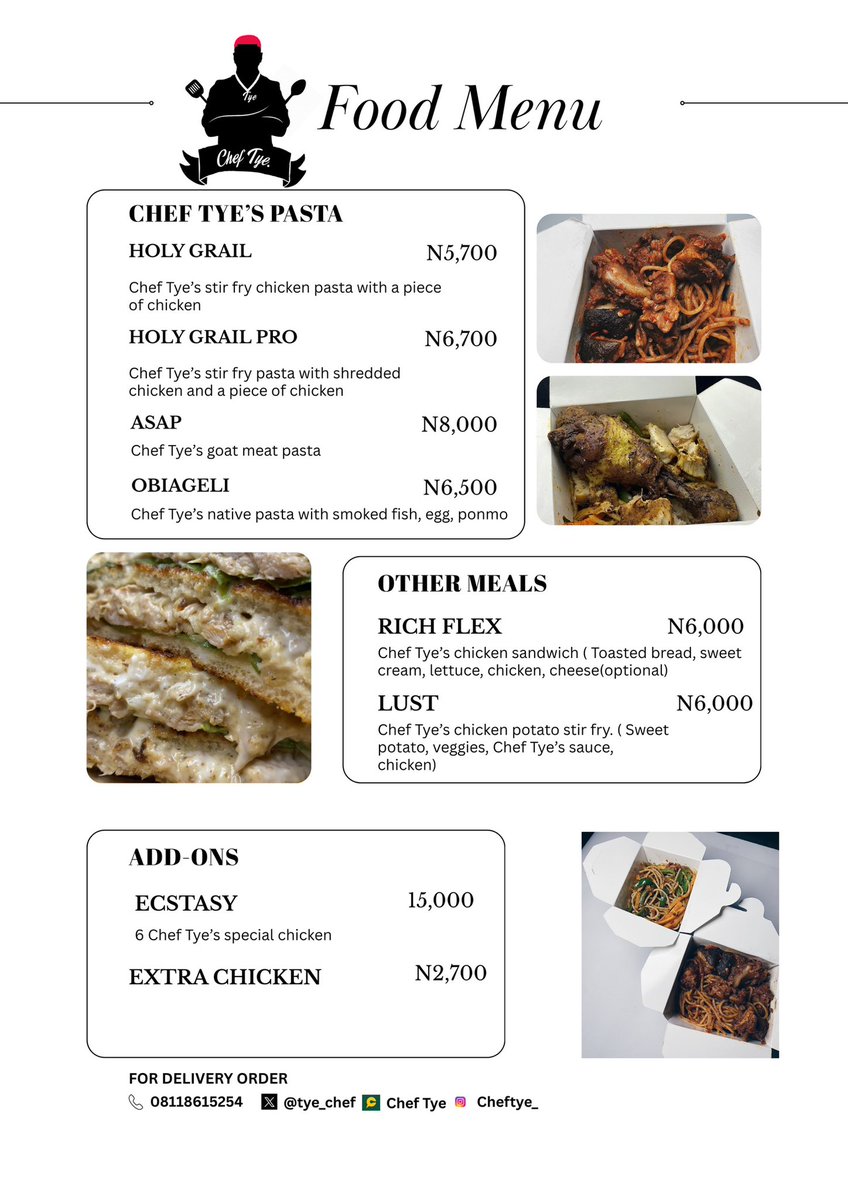 tye_chef's tweet photo. Look no where else than Chef Tye’s menu. Best thing since fresh air🥳 https://t.co/UElJxDRnhR