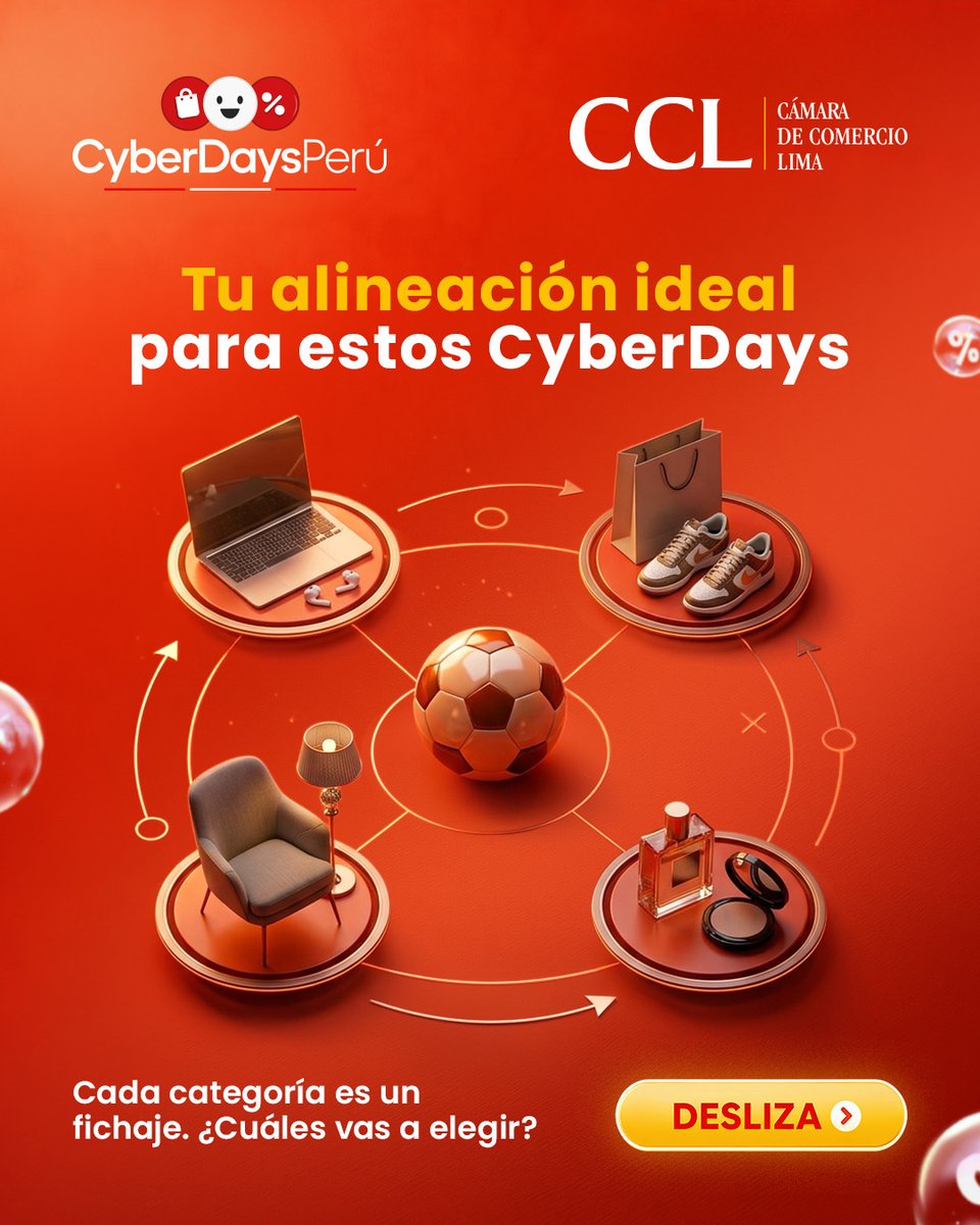 CyberDaysPE's tweet photo. ¿Cuál es tu estrategia para este CyberDays? 🤔⚽ ¡ÚLTIMO DÍA DE LOS CYBERDAYS!
Desliza y conoce a tus jugadores clave: Tecnología, Moda, Hogar y Belleza. 😎
¡Arma tu equipo y prepárate para los mejores goles en ofertas! 🛍️💸 https://t.co/ILJC9H5So7