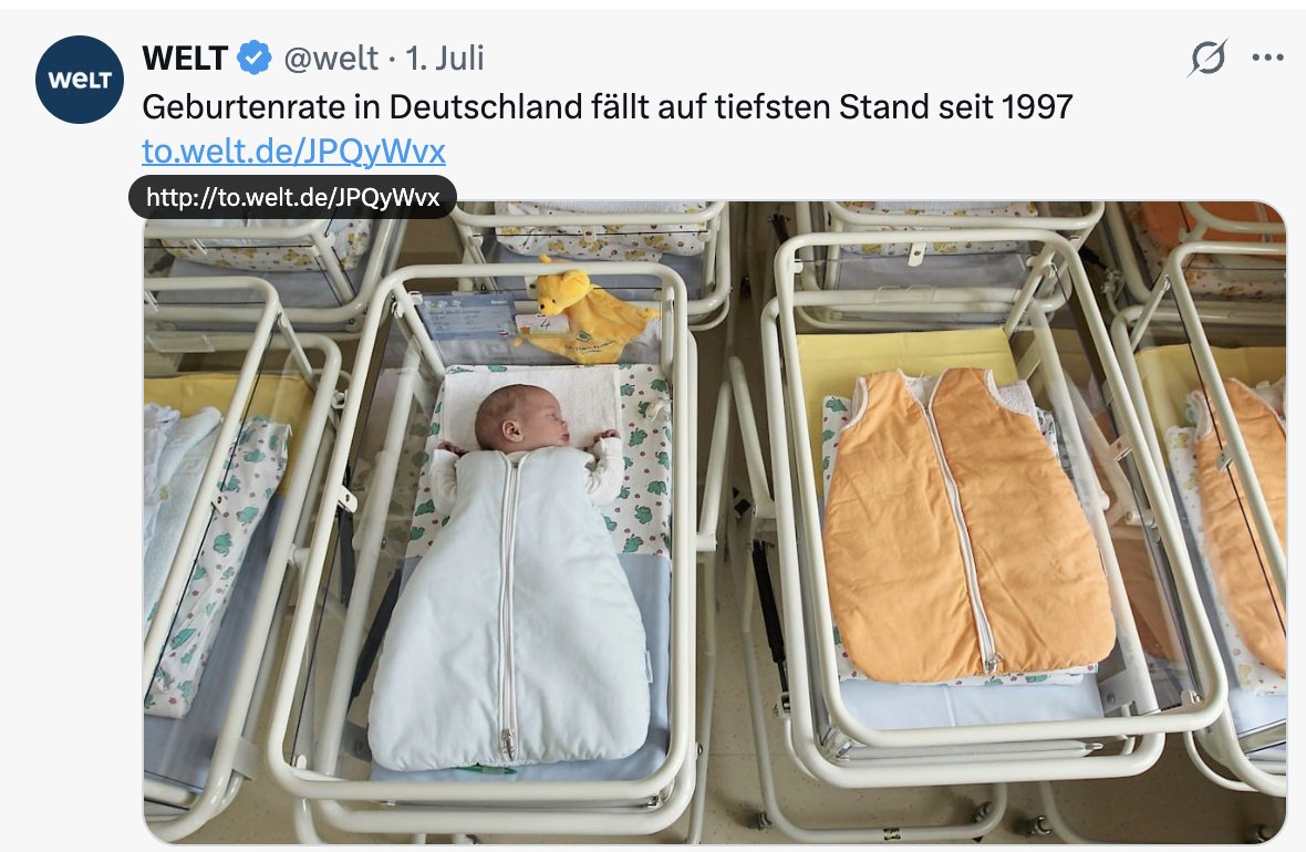 studentofcycles's tweet photo. Das kann einfach nur noch eine schlechte Simulation sein.

Niedrigste Geburtenrate seit 1997, schlechteste demographische Entwicklung aller Zeiten und anstatt massiv in Familie und Bildung zu investieren, sparen wir?!

Ohne Kinder, keine Zukunft. https://t.co/IoESAoimpT