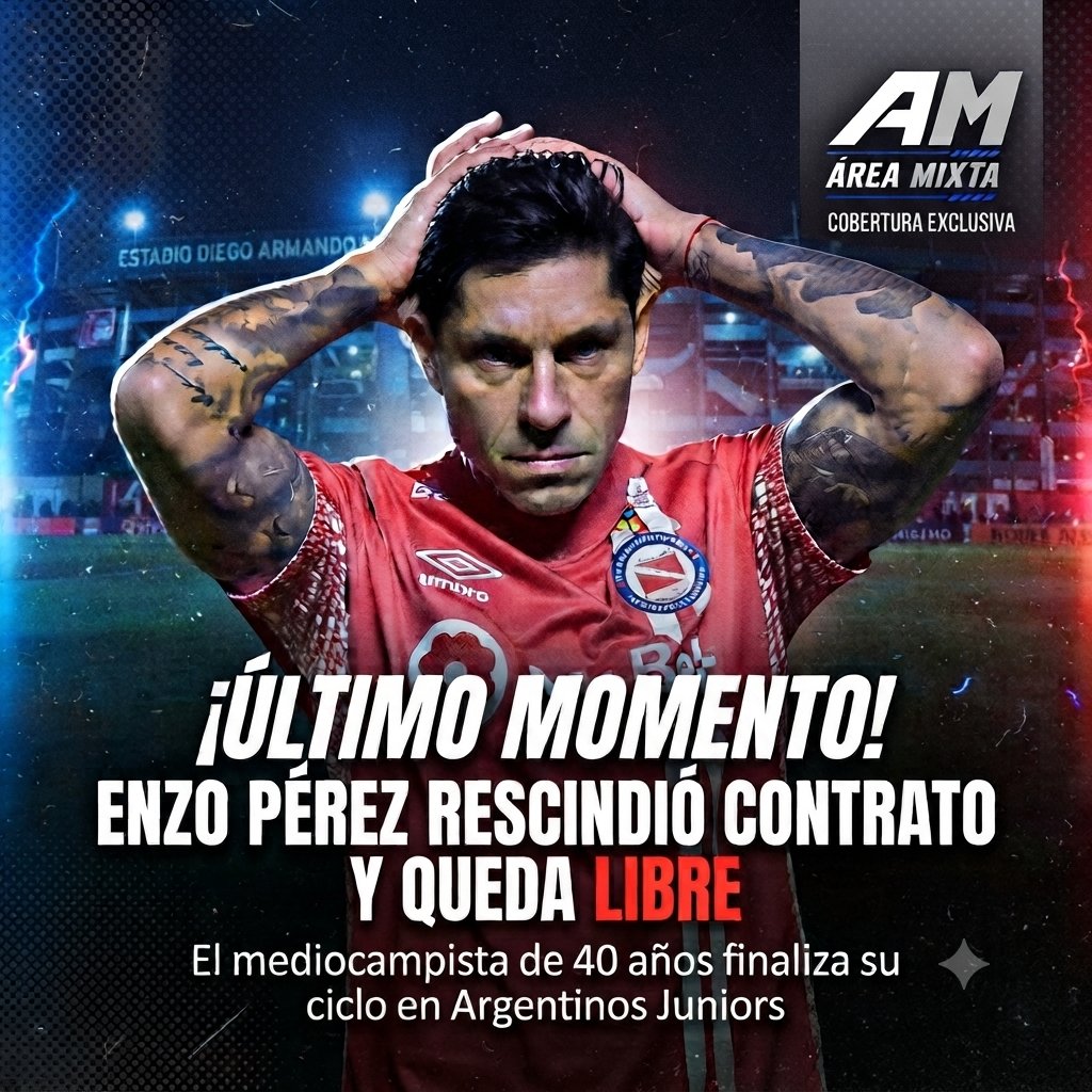 AMFUTBOLARG's tweet photo. 🚨 ¡ÚLTIMO MOMENTO! ENZO PÉREZ SE DESVINCULA DE ARGENTINOS JUNIORS 🚨

El experimentado mediocampista de 40 años, Enzo Pérez, ha rescindido de común acuerdo su vínculo contractual con la Asociación Atlética Argentinos Juniors, dando por finalizado su ciclo en la institución de La Paternal.

Desde la dirigencia del club agradecieron formalmente su profesionalismo, entrega y dedicación durante el tiempo en que vistió la camiseta del 'Bicho'. El futbolista queda ahora en condición de jugador libre para definir el próximo paso en su carrera profesional.

#EnzoPerez #ArgentinosJuniors #AAAJ #MercadoDePases #FutbolArgentino #UltimoMomento #LigaProfesional #AreaMixta