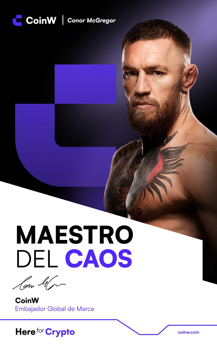 CoinWLATAM's tweet photo. Damos la bienvenida a nuestro nuevo embajador: Conor McGregor @TheNotoriousMMA 🥊

Comienza un nuevo y audaz capítulo con #CoinW.

Diseñado para enfrentar desafíos. Impulsado por un espíritu de grandeza. Y siempre listo para el siguiente round.

#CoinWxConor https://t.co/HTrtaeYEBA