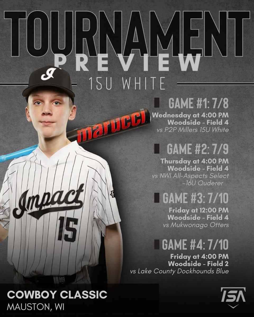 ImpactSportsGB's tweet photo. 🚨15U WHITE TOURNAMENT PREVIEW🚨
Cowboy Classic | Woodside Sports Complex
Player profiles: https://t.co/d0AEaWpanq
#isaproud #makeanimpact https://t.co/fcJuNQaeq4