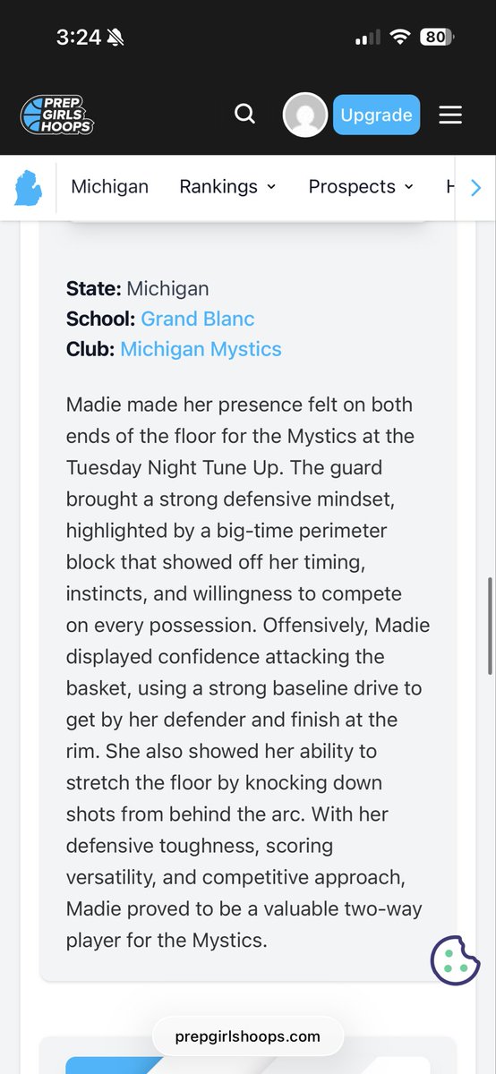 madiedeann23's tweet photo. Thank you @pgh_Danyle for the write up! Appreciate the recognition. #ClassOf2028 #GrandBlanc @LadyBobcatsGB @PGHMichigan https://t.co/GB3hMiP4E2