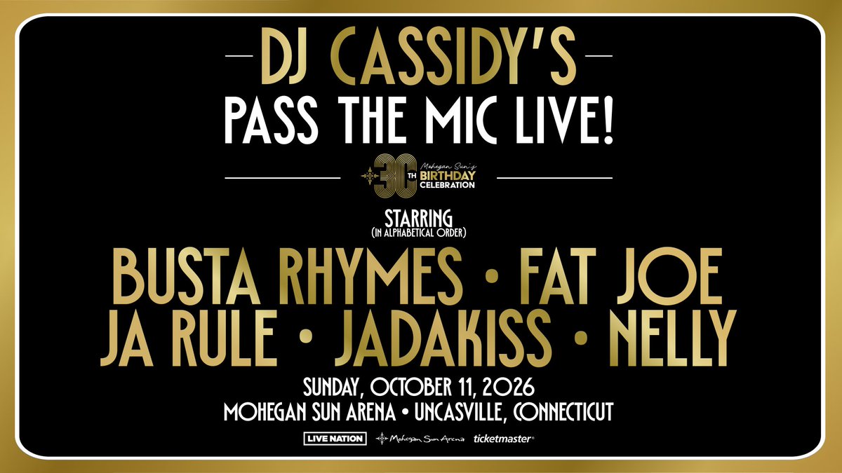 943WYBC's tweet photo. DJ Cassidy's Pass The Mic Live! comes to @MoheganSun Arena on Sunday, October 11th. Starring Nelly, Ja Rule, Busta Rhymes, Fat Joe, and Jadakiss.
Tickets go on sale Friday at https://t.co/3Ciz1iwrwJ
Listen to #TheWorkforce with Juan Castillo to win tickets! https://t.co/UTqwt9hDEx