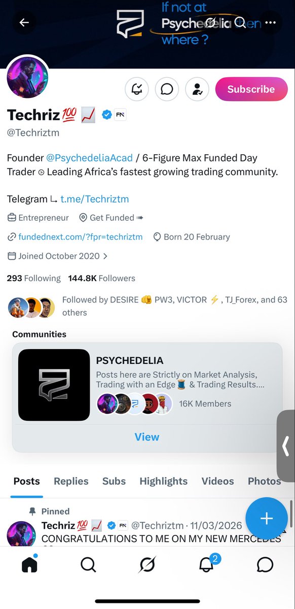 Tobi_faya's tweet photo. @Techriztm @PsychedeliaAcad @FundedNext @TraderHadesh Task Done 

Goodluck to Myself and the other winners 

Insha Allah https://t.co/yrxRu89gNl