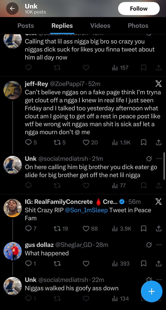 Son_ImAwake's tweet photo. LMAAO nigga called everyone who was tweeting condolences a fan, but his whole page is replying to those tweets, fucking loser https://t.co/RF9La5KQKr