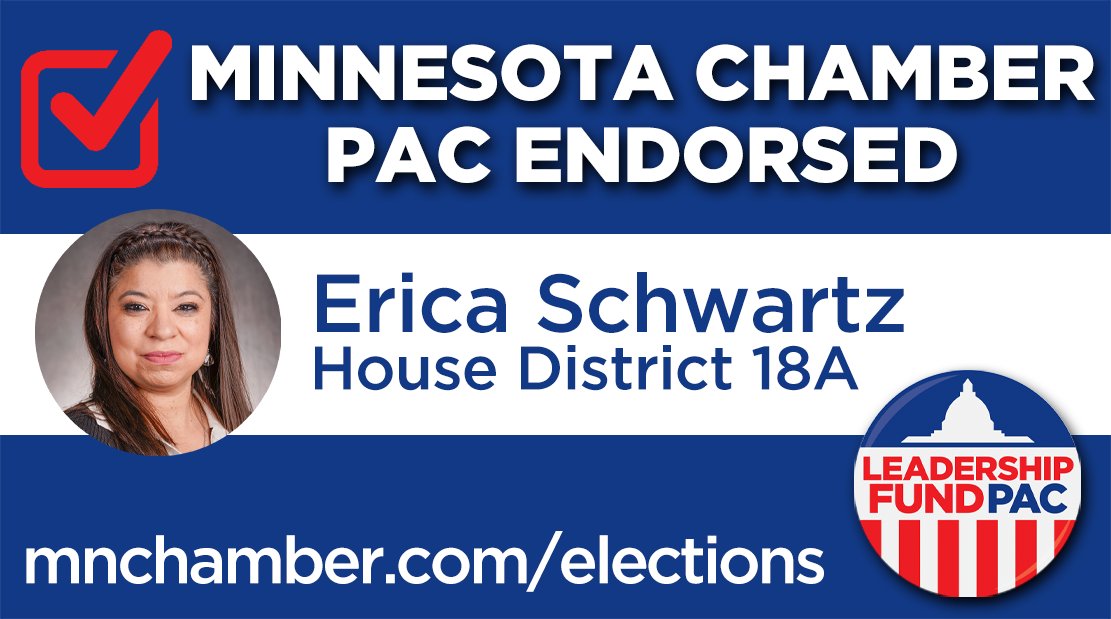 MCC_ChamberPAC's tweet photo. The Leadership Fund PAC endorses @EricaSchwartzMN in House District 18A. #mnleg

Learn more at https://t.co/tGBxOTxWNx https://t.co/SD2I26Gxri