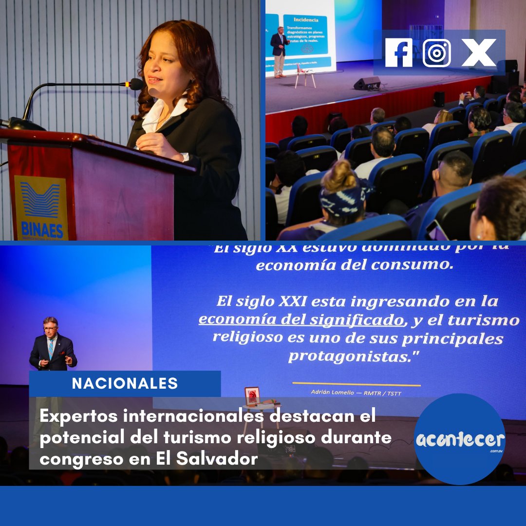 acontecercomsv's tweet photo. #Nacionales 🌎🙏📈 Autoridades y especialistas participan en el Congreso Internacional "Tierra de Fe Viva, El Salvador 2026"-@MITURElSalvador.
🔎 Lee la nota completa aquí: https://t.co/Dn1Vy6PDf4
#Turismo #ElSalvador #TurismoReligioso #BINAES #MITUR #Noticias
📝KG https://t.co/1g8xmlEoSN
