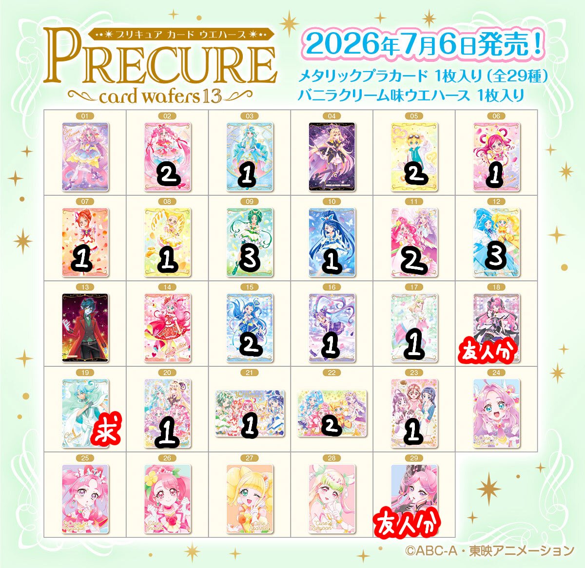 kmnt_h's tweet photo. プリキュアウエハース13

求
コネクト、前弾響カイト
友人分でキッス
又は買取 150円（+手数料）

1枚〜◎
HRは比率違い提供◎
コネクト.響カイト含む交換優先

場所により岐阜、愛知手渡し可能
その他郵送

お返事にお時間頂きますが
お気軽にお声掛けください🍀 https://t.co/Zd1mCmwddq