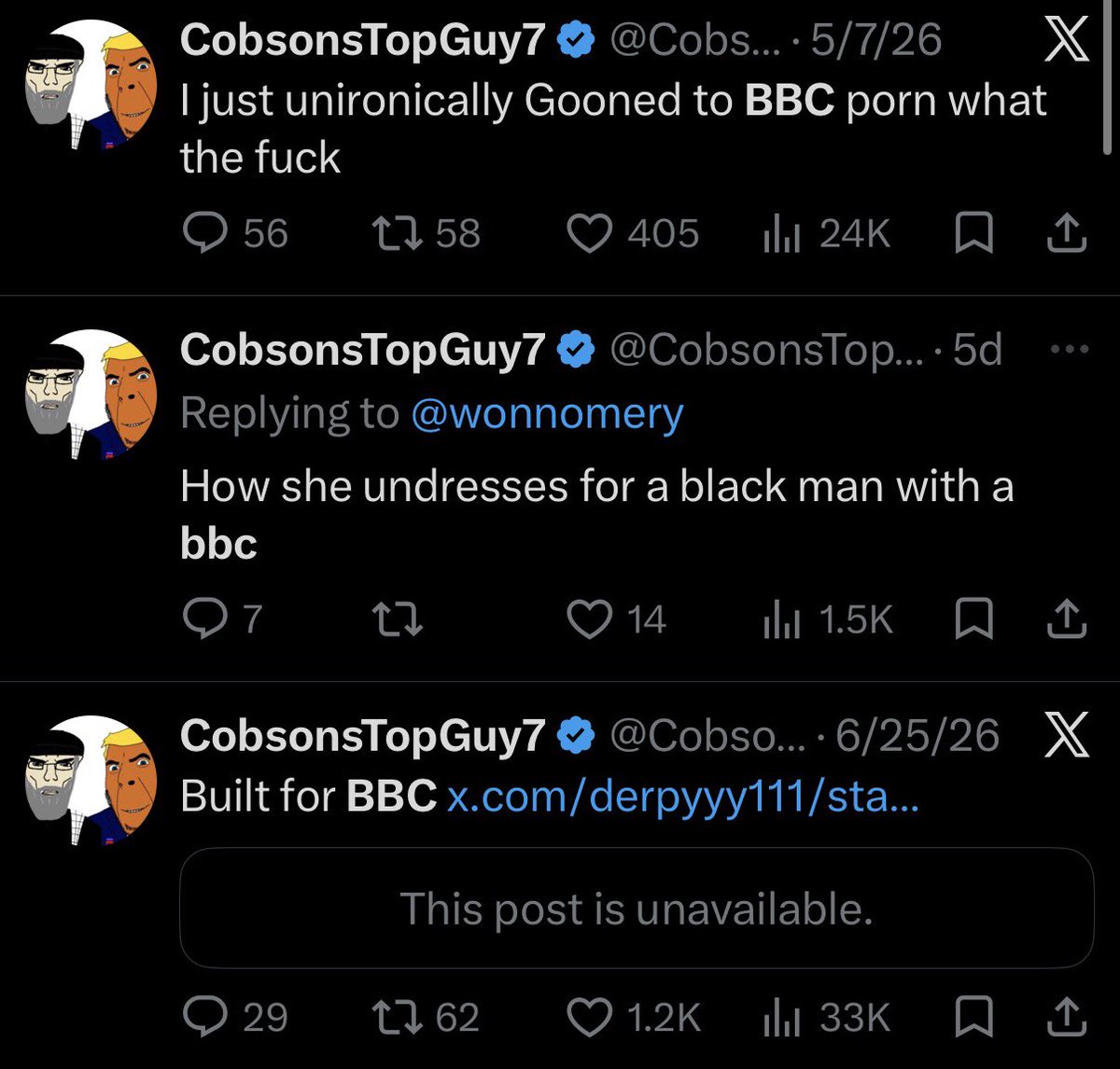 bigfjfjg's tweet photo. @CobsonsTopGuy_7 @JoeysWorldRape Thanks for your opinion bbc expert https://t.co/MINXlsxkhx