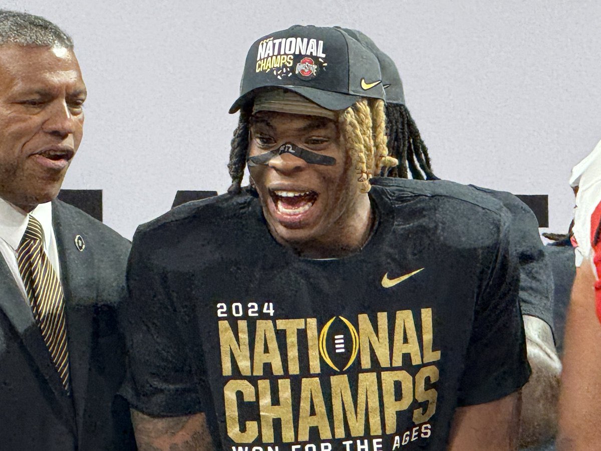 BigJakeCLE's tweet photo. Quinshon spent one year at Ohio State and turned it into a national title, playoff legend status, and a 3-TD title game performance. Not a single person on the planet outside of Oxford is thinking about his Ole Miss years after the run he had at Ohio State. 

Cope. #GoBucks🌰 https://t.co/t27EnFfI51