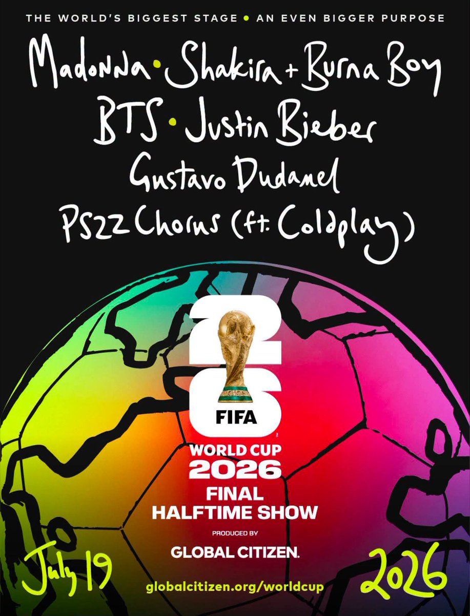 BTSARMY_MXCO's tweet photo. ¡La final de Mundial se acerca, con ella la presentación de @bts_bighit en el HALFTIME SHOW de este macro evento deportivo! ⚽️🔥❤️

📆19 de Julio de 2026

#BTSatFIFAWORLDCUP https://t.co/9XDzOzq1Gu