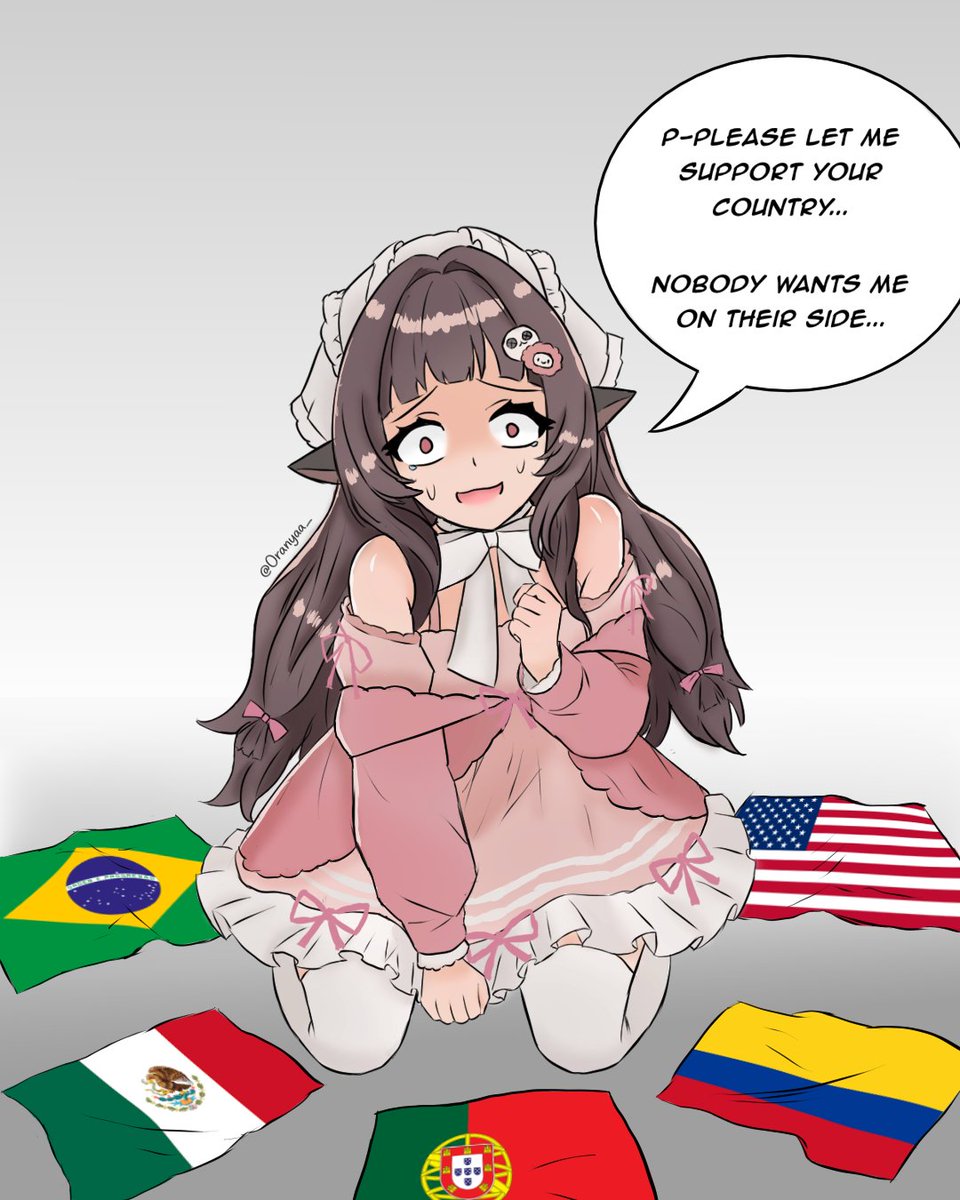 Oranyaa_'s tweet photo. The funniest thing about this World Cup so far is the vtuber who keeps supporting every country that ends up losing.

#essieart https://t.co/gjvg6139mv