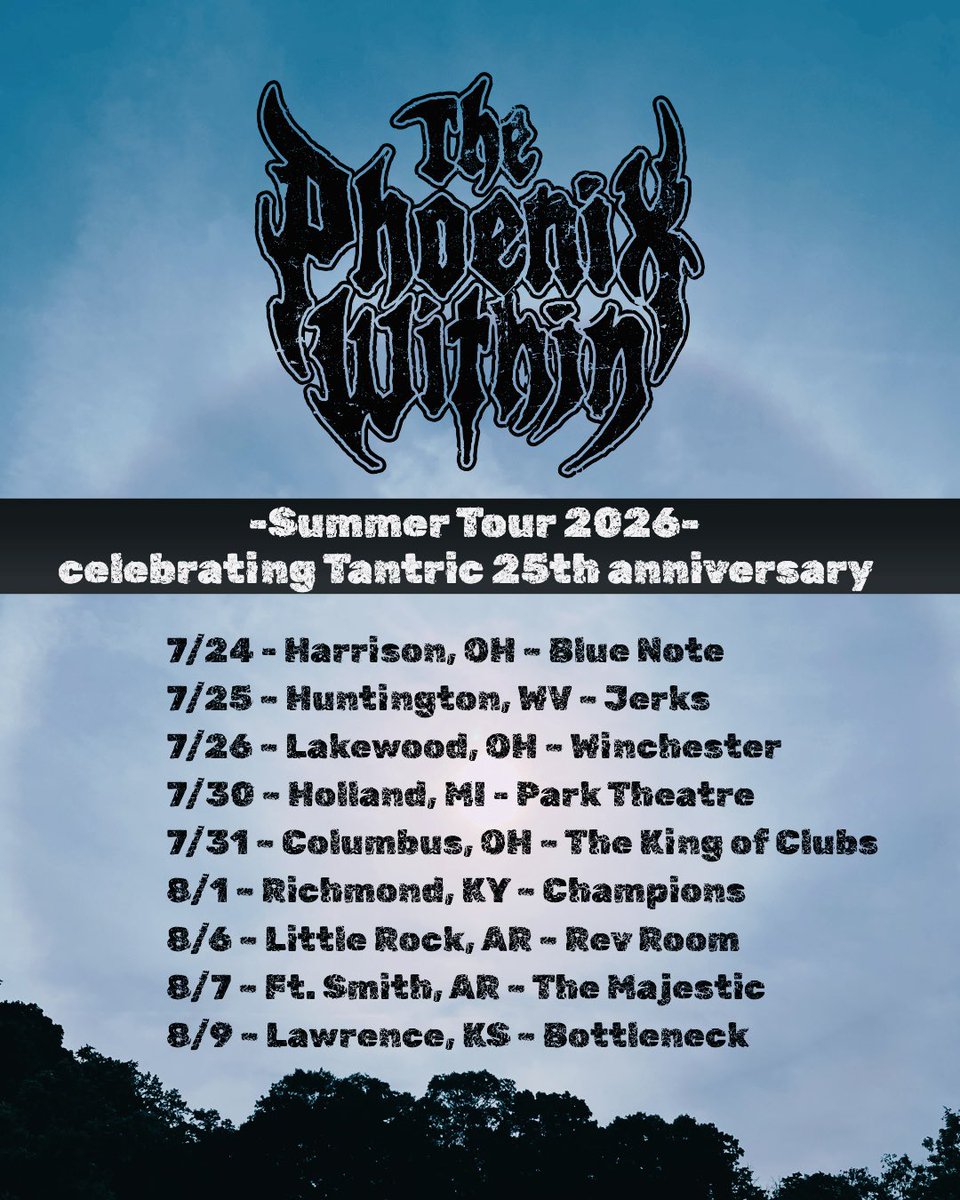 thephoenixwithi's tweet photo. The Phoenix Within will hitting the road this summer with long time rockers, Tantric. If any of these venues are in your area please come out and rock with us. 🤘☺️🎶 https://t.co/0NBMaVt9go