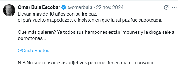 JuanCDDHH's tweet photo. @ojocolombia2026 @petrogustavo Saboteador y enemigo de la paz.
Lamebotas de Trump y el genocida Netanyahu, un digno representante de la mafia milagro. https://t.co/hHb2jYxDy9