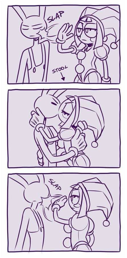 Caine_Luna's tweet photo. "Slap first... kiss later. Problem solved." 💜😂
.
.
.
.
.
#TheAmazingDigitalCircus #Pomni #Jax #PomnixJax #TADC #GLITCH #Funny #Cute #DigitalArt #Cartoon #XPost #ExplorePage #Artist https://t.co/jl4MtHDvrz