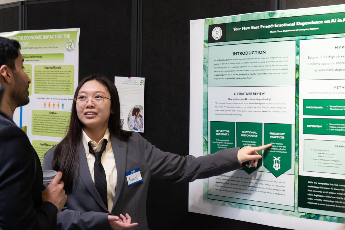 RooseveltU's tweet photo. From healthcare equity and mental health access to AI and public health, Roosevelt University's McNair Scholars showcased research with real-world impact at the 2026 Symposium.

📊 See how students are using research to create positive change: https://t.co/j0uX6DRHAu https://t.co/eWE9peUQoF