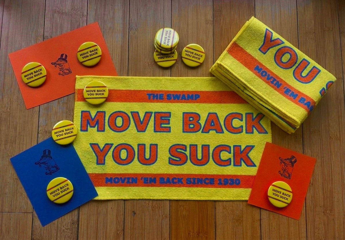 AstuteAlligator's tweet photo. All due respect to the rest of the World Cup, I’m turning the page to college football.

Which means Move Back towels (and now buttons 👀) are officially back.

Link to purchase is below. And as always we’ll give a chunk of the proceeds to Florida Victorious at the end of the yr.

https://t.co/Ff1a6HFDw0