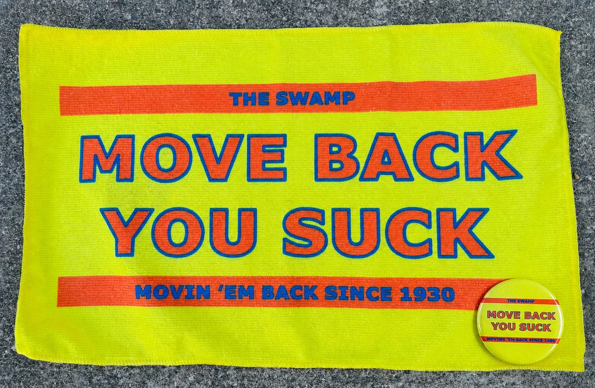 AstuteAlligator's tweet photo. All due respect to the rest of the World Cup, I’m turning the page to college football.

Which means Move Back towels (and now buttons 👀) are officially back.

Link to purchase is below. And as always we’ll give a chunk of the proceeds to Florida Victorious at the end of the yr.

https://t.co/Ff1a6HFDw0