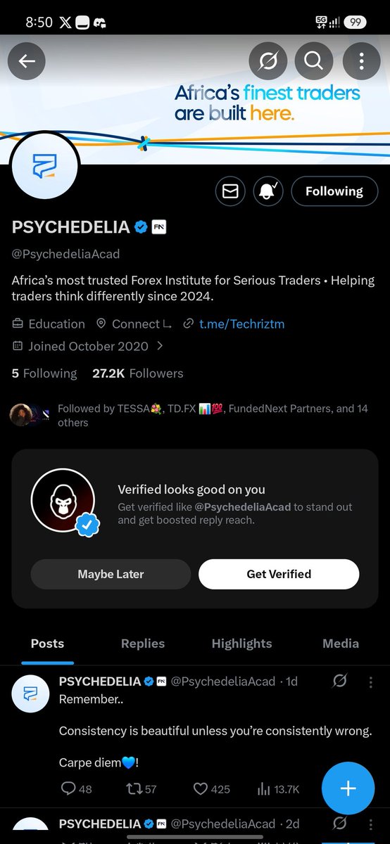 GodMadeTrader's tweet photo. @Techriztm @PsychedeliaAcad @FundedNext @TraderHadesh Done ✔️ https://t.co/7schbJfgAq