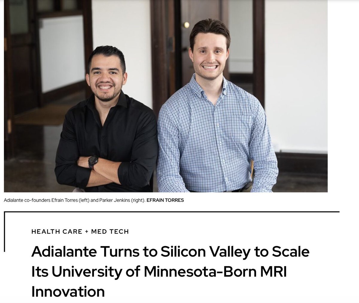 TCBmag's tweet photo. What started as a three-month stint with @ycombinator, may end with a Minnesota company calling Silicon Valley home. Adialante founder @ET_adialante says Y Combinator transformed his mobile MRI company, which has secured $19.5M in letters of intent and 11 clinic commitments. https://t.co/TmMpAIw3RQ