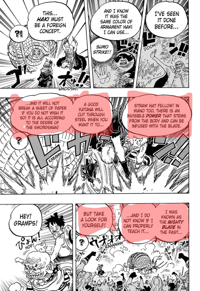 The_HerosEngine's tweet photo. @19thHYPOCRITE It's gorgeous that you intentionally left out the panel that debunks this because no haki going over your weapon does not make Ryuo it's still BASE ARMAMENT hygoro explains this before RYUO "FLOW" WHICH IS HAKI OUTWARD. Ryuo means haki is wano but it's not ALL flow. https://t.co/CPhoSRHSnd
