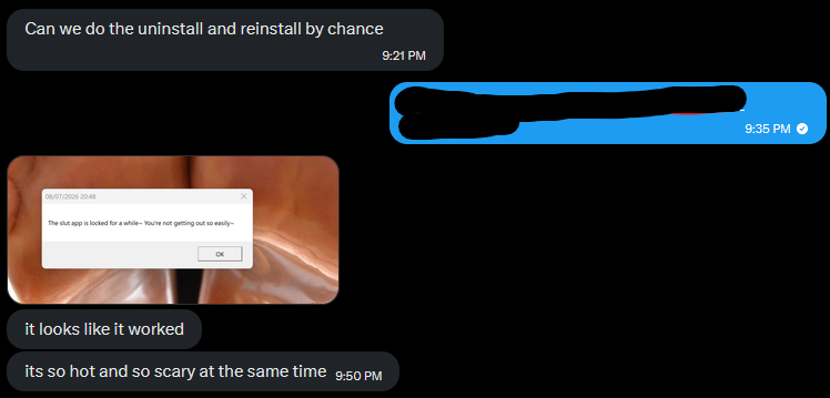 sw_takeover2's tweet photo. Once again, a slut asks if they can uninstall the app and I forgot they asked me to make the slut app permanent... So happy to see it works :D https://t.co/QwloB9bE4M