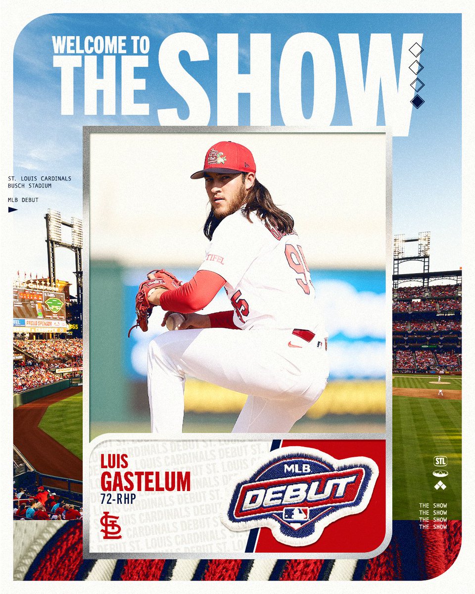 Cardinals's tweet photo. Welcome to the Show, Luis! 

We have selected the contract of RHP Luis Gastelum from Memphis (AAA). He will wear #72. https://t.co/uNHNWBq64o