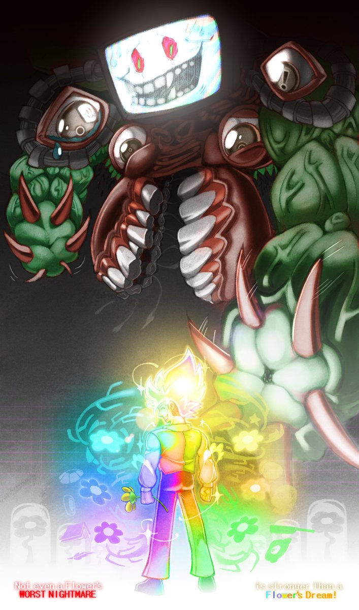 JideoColima's tweet photo. NOT EVEN A FLOWER'S WORST NIGHTMARE
IS STRONGER THAN A FLOWER'S DREAM
#DELTARUNE #deltarunefanartㅤㅤㅤㅤ https://t.co/V1s4EhEg3y