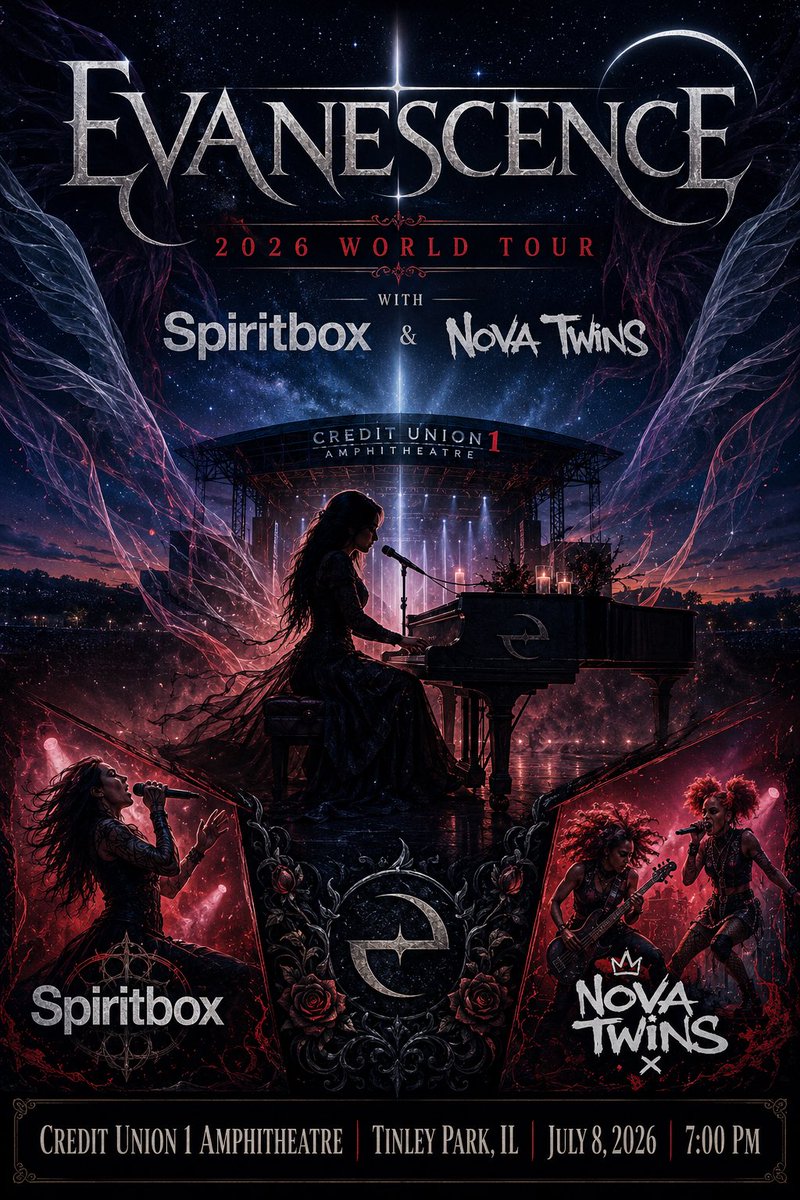 McCallsWeather's tweet photo. 🎸 Rock fans, tonight is going to be powerful. Evanescence headlines the 2026 World Tour at Credit Union 1 Amphitheatre in Tinley Park, Illinois, with special guests Spiritbox and Nova Twins. The show starts at 7:00 PM local Central Time (8:00 PM EDT). This triple bill promises an unforgettable evening of intensity, emotion, and high-octane performances under the summer sky.
For everyone traveling to or from the venue, here is your precise weather outlook. Conditions are excellent for an outdoor amphitheater concert. Expect mostly clear skies with comfortable temperatures in the mid-to-upper 70s °F during the show, cooling nicely into the mid-60s overnight. Winds will remain light, creating ideal listening conditions with no meaningful chance of rain. The evening will feel pleasant and refreshing after the daytime warmth, perfect for settling in and letting the music take over. Roads should stay dry, supporting smooth travel both ways. A light layer is recommended for the post-show cooldown, and arriving a bit early will help with parking and security lines in the Tinley Park area. Overall, it is one of the best possible nights for live rock outdoors.
Beyond the forecast, here are some notable facts and statistics that highlight why Evanescence remains such a compelling force:
•  Founded in 1995 in Little Rock, Arkansas, by singer-pianist Amy Lee and guitarist Ben Moody, the band emerged from humble beginnings to become one of the defining voices of early-2000s alternative and gothic rock.
•  Their breakthrough album Fallen (2003) has sold more than 17 million copies worldwide, driven by iconic singles “Bring Me to Life” (featuring Paul McCoy) and “My Immortal.” The record earned the band two Grammy Awards — Best New Artist and Best Hard Rock Performance — out of six nominations.
•  Amy Lee is the only original member still with the band and has remained its primary creative force, known for her commanding vocals, piano-driven songwriting, and ability to blend raw emotion with orchestral and metal elements.
•  Evanescence has achieved multi-platinum success and continues to influence generations of artists and fans with a catalog that balances vulnerability and power. Their live shows are renowned for emotional depth and electrifying delivery.
•  The current 2026 World Tour is joined by two rising acts that perfectly complement the bill: Spiritbox, the innovative Canadian metal band celebrated for its dynamic sound and modern intensity, and Nova Twins, the UK duo delivering explosive, genre-blending rock with punk and electronic edge. Together they create a night of diverse yet unified rock energy.
Whether you have been with Evanescence since Fallen or are discovering their live power for the first time, tonight offers a rare chance to experience these anthems and new material in a beautiful outdoor setting.
What is your favorite Evanescence song, or which support act are you most excited to see? Share in the comments and let’s build the excitement together.
Safe travels to all heading to Tinley Park, stay hydrated, and enjoy every powerful note. This is going to be a night to remember. 🌌🎤
#Evanescence #Spiritbox #NovaTwins #TinleyPark #CreditUnion1Amphitheatre #Evanescence2026 #BringMeToLife #RockConcert #LiveMusic #ConcertWeather #WilliamsWeather