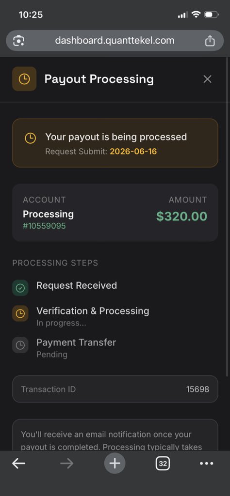 ISHKABIB's tweet photo. Day 23 since payout request on June 16 with @QtFunded.
Multiple support tickets submitted — still no response. DM to @AlexQuantTekel also unanswered.

Account breached for “inactivity” even though trading is disabled during pending payout review.

Requesting an urgent update and manual review please. Thank you.
@QtFunded @AlexQuantTekel