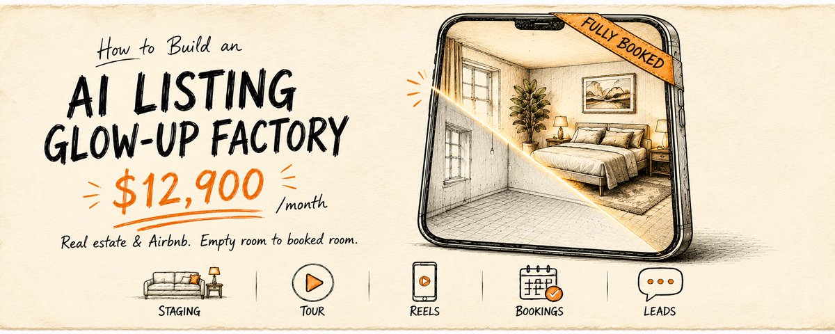 The AI Listing Glow-Up Factory: $12,900 a Month Staging Real Estate and Airbnb Homes.
