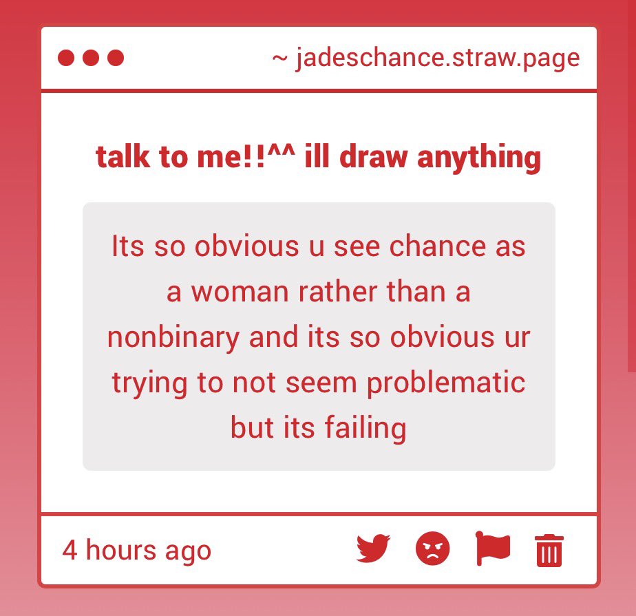 chancesOnlyFans's tweet photo. 1. in every instance ive used she its been when i feel closely related to her 

 2. i honestly dont care what you believe anymore stop hiding behind strawpage anonymous if ur gonna constantly talk shit https://t.co/buokQoJ5w2