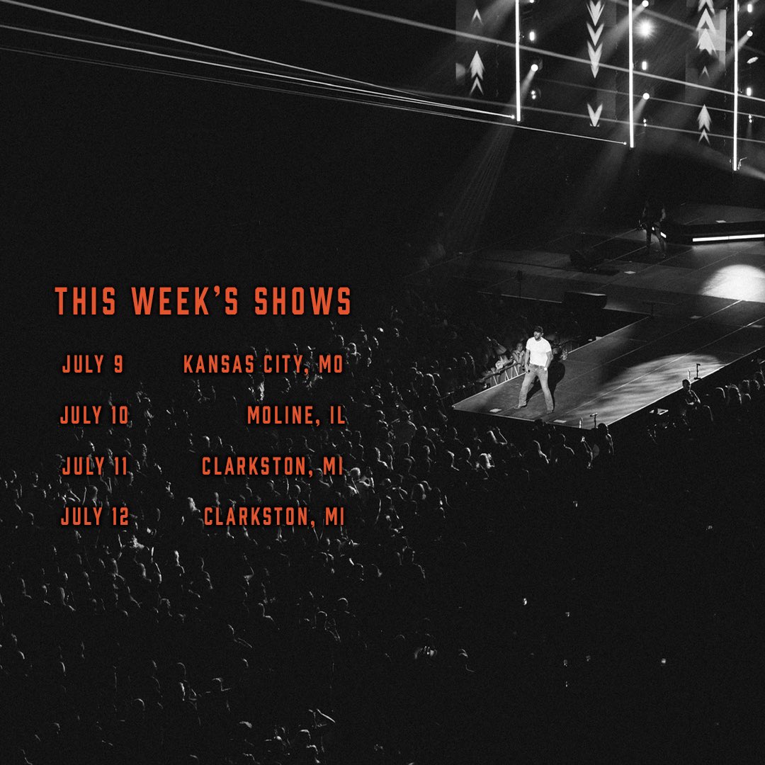 lukebryan's tweet photo. Back out on the road this weekend. Kansas City, Moline, &amp; Clarkston, I’ll see y’all soon for #WordOnTheStreetTour

https://t.co/GsKyfB9kDY https://t.co/kZz6MESOLj