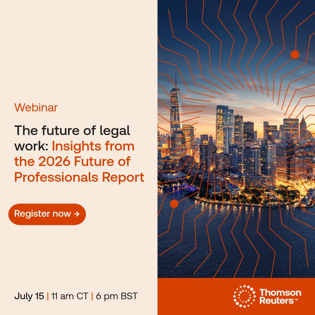 LegalSolutions's tweet photo. Adoption was just the beginning. Tune into the Future of Legal Professionals 2026 webinar to explore how AI is reshaping skills, roles, and the lawyer-client relationship. July 15 at 11AM CT

Join us: https://t.co/sgH64vfTJ7

#LegalAI https://t.co/gA1Vy5hX2h
