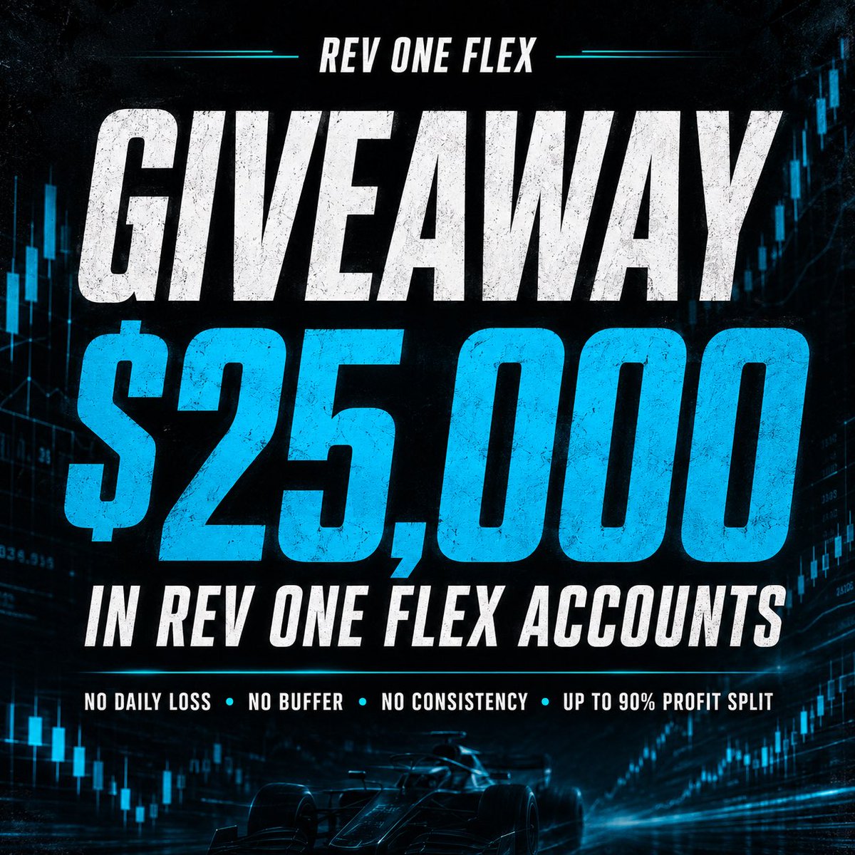 New_owner1's tweet photo. 🎉 GIVEAWAY ALERT! 🎁
We’re giving away $25,000 in Rev One Flex Challenges! 🏎️💨
5x $5,000 Flex Challenge 🔥

To enter:
1. Drop a 🏎️ in the comments

2. Follow: @revonetrading @alesmartan @New_owner1 
3. Like + Repost this tweet

4. 🚨Must Join the Rev One Community through the link is in the reply below.

Winners announced on Monday Jul 13th. 🎁 Don’t miss it.