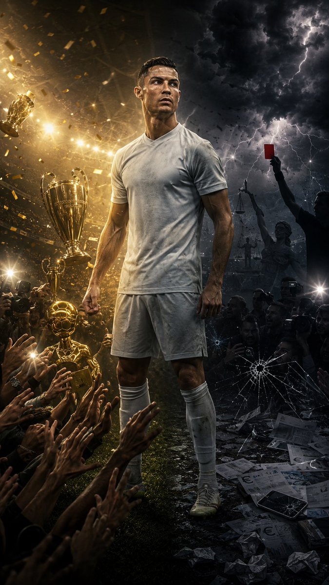 el3azy22's tweet photo. 🚨مسيرة كريستيانو رونالدو ليست أهدافاً وأرقاماً واحتفالات فقط هي أيضاً مسيرة مليئة بالجدل، القضايا، العقوبات، القرارات المخففة، والدعم الخفي……

🔴 منذ البدايات لم تكن صورة رونالدو “مثالية” كما يحاول جمهوره تسويقها.
في 2005 عوقب من UEFA بعد إشارة مسيئة لجماهير بنفيكا.
واقعة مبكرة جداً في مسيرته، لكنها اليوم تُنسى عندما يُقدَّم وكأنه نموذج الانضباط والمثالية.

🔴 في كأس العالم 2006، جاءت لقطة واين روني الشهيرة أمام البرتغال.
رونالدو ضغط على الحكم بعد تدخل روني، ثم جاءت “الغمزة” الشهيرة بعد الطرد.
لم تكن عقوبة رسمية عليه، لكنها بقيت واحدة من أكثر اللقطات التي أثّرت على صورته في إنجلترا.

🔴 في إنجلترا أيضاً، ارتبط اسمه مبكراً بجدل السقوط والتمثيل والبحث عن الأخطاء.
حتى إن النقاش حول أسلوبه لم يكن فقط عن المهارة، بل عن المبالغة في السقوط ومحاولة التأثير على الحكام.
هذه الصورة لازم تُذكر مثلما تُذكر أهدافه ومهاراته.

🔴 في 2013، جاءت واحدة من أكثر اللحظات المثيرة للجدل في الجوائز الفردية.
تصويت جائزة الكرة الذهبية كان من المفترض أن يُغلق يوم 15 نوفمبر.
لكن FIFA مددت التصويت إلى 29 نوفمبر بحجة عدم وصول عدد كافٍ من أصوات المدربين والقادة والإعلاميين.

وقتها فرانك ريبيري كان خارجاً من موسم تاريخي مع بايرن ميونخ، وحقق كل شيء تقريباً جماعياً وفردياً.

النتيجة النهائية لجائزة 2013 كانت ضيقة جداً:

رونالدو: 27.99%
ميسي: 24.72%
ريبيري: 23.36%

يعني القرار لم يكن مجرد تفصيل صغير ،تمديد التصويت فتح نافذة إعلامية جديدة في لحظة كانت تخدم رونالدو أكثر من غيره.

قرار تمديد التصويت كان قراراً استثنائياً، جاء في توقيت مثالي لرونالدو، وبعد لحظة إعلامية كبرى له، وانتهى بجائزة كانت من أكثر الجوائز جدلاً في تاريخ الكرة الذهبية.

🔴 في 2017، أمام برشلونة في السوبر الإسباني، انفلت رونالدو بعد الطرد ودفع الحكم.

العقوبة كانت إيقاف 5 مباريات.

الطرد بدأ بإنذار بسبب خلع القميص، ثم إنذار ثانٍ بسبب السقوط/التمثيل، وبعدها دفع الحكم.

واحدة من أوضح لقطات الانفلات السلوكي في مسيرته.

🔴 في ملف الضرائب بإسبانيا، اتُهم رونالدو بالتهرب من 14.7 مليون يورو بين 2011 و2014.

وفي 2019 قبل غرامة تقارب 19 مليون يورو، مع حكم بالسجن 23 شهراً مع وقف التنفيذ.

ملف ضخم جداً، لكنه يمر عند جمهوره وكأنه هامش بسيط.

🔴 قضية لاس فيغاس تبقى من أكبر الملفات الإعلامية في مسيرته.

القضية انتهت بلا إدانة جنائية، ورونالدو نفى الاتهامات، لكن وجود تسوية مالية سابقة بقيمة 375 ألف دولار جعل الملف جزءاً دائماً من الجدل حول صورته ومسيرته.

🔴 في 2022، بعد مباراة مانشستر يونايتد وإيفرتون، ضرب/حطم هاتف مشجع صغير وهو خارج من الملعب.

العقوبة: إيقاف مباراتين + غرامة 50 ألف جنيه إسترليني.

تخيل لو لاعب آخر فعلها… هل كانت ستمر بهذا الهدوء؟

🔴 في نوفمبر 2022، فجّر أزمة كبرى مع مانشستر يونايتد بعد مقابلة بيرس مورغان.

هاجم النادي، المدرب، والإدارة.

النهاية كانت فسخ عقده فوراً وبالاتفاق المتبادل.

رحل من النادي الذي صنع اسمه بطريقة لا تليق بأسطورة.

🔴 في 2024 بالسعودية، تعرض للإيقاف مباراة واحدة وغرامات مالية بعد حركة مسيئة في مباراة النصر والشباب.

حتى في نهاية مسيرته، الجدل السلوكي لم يتوقف.

نفس النمط يتكرر: تصرف، ضجة، عقوبة، ثم محاولة إعلامية لتخفيف الصورة.

🔴 وفي تصفيات كأس العالم 2026، جاءت حادثة مهمة جداً.

رونالدو طُرد أمام أيرلندا بعد لقطة اعتُبرت اعتداء/ضربة بالكوع على دارا أوشي.

القرار كان أول طرد مباشر في مسيرته الدولية بعد أكثر من 200 مباراة مع البرتغال.

العقوبة الأصلية: إيقاف 3 مباريات.

رونالدو غاب عن مباراة أرمينيا التي فازت فيها البرتغال 9-1 وتأهلت لكأس العالم.

لكن بعد ذلك، FIFA قررت تعليق تنفيذ آخر مباراتين من العقوبة لمدة سنة تحت المادة 27 من قانون الانضباط.

بمعنى أوضح:
بدل أن يغيب 3 مباريات، خدم مباراة واحدة فقط.
والمباراتان المتبقيتان تم تعليقهما لمدة سنة، ولا تُنفذان إلا إذا ارتكب مخالفة مشابهة خلال فترة الاختبار.

والنتيجة؟ أصبح جاهزاً للمشاركة في افتتاح كأس العالم 2026.

الأقوى أن FIFA لم تقدم تفسيراً واضحاً ومفصلاً للسبب، واكتفت بالإشارة إلى المادة 27 التي تسمح بتعليق تنفيذ العقوبة كلياً أو جزئياً.

🔚 تصوير مسيرته وكأنها نظيفة من الجدل، بلا دعم، بلا قرارات مخففة، بلا امتيازات، بلا قضايا، وبلا حماية إعلامية… هذا تزييف كامل للتاريخ.