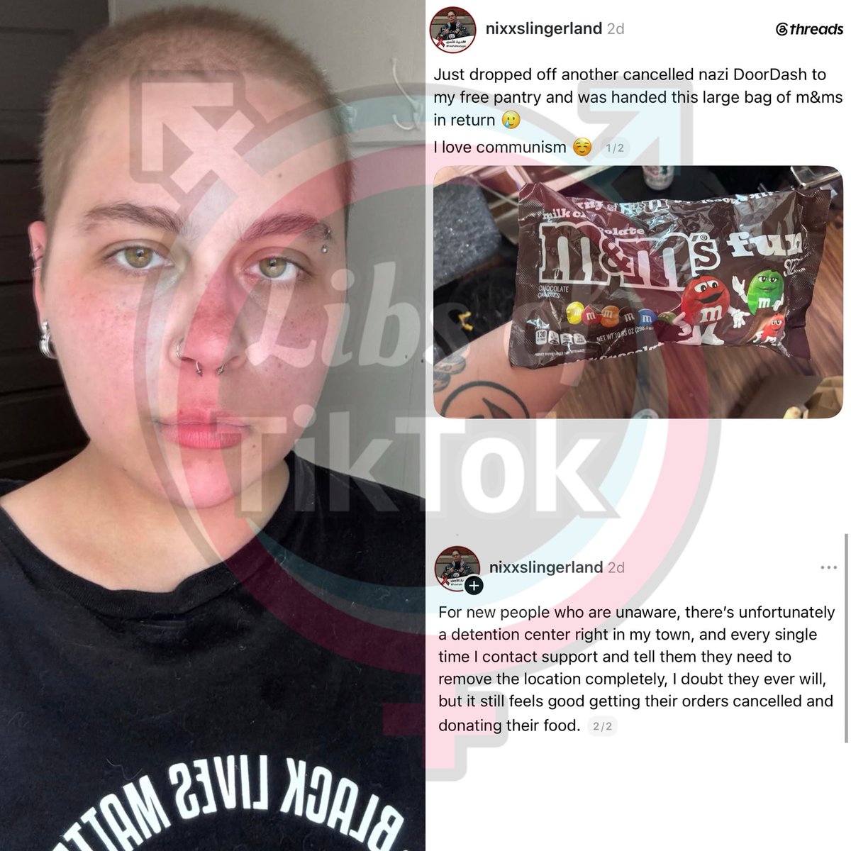 libsoftiktok's tweet photo. Hello @DoorDash, this driver in the Buffalo area says she cancels orders going to a DHS facility and donates the food instead.

Does this behavior align with your policies? https://t.co/te0pUrJRya
